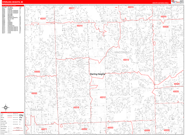 Sterling Heights, MI Zip Code Map
